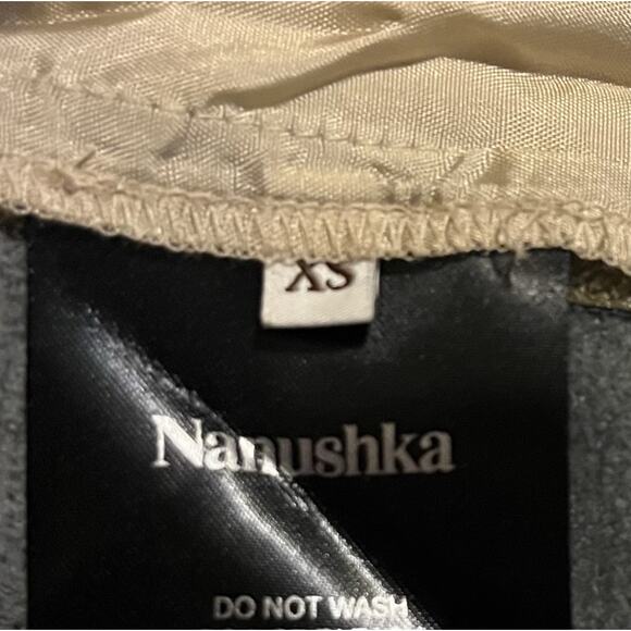 Nanushka Janna Vegan Leather Drawstring Shorts In Olive Green Designer Size XS - Picture 8 of 9